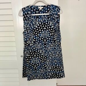 Lucky Brand Denim Co  Blue Geo Print Shift Dress Size Small